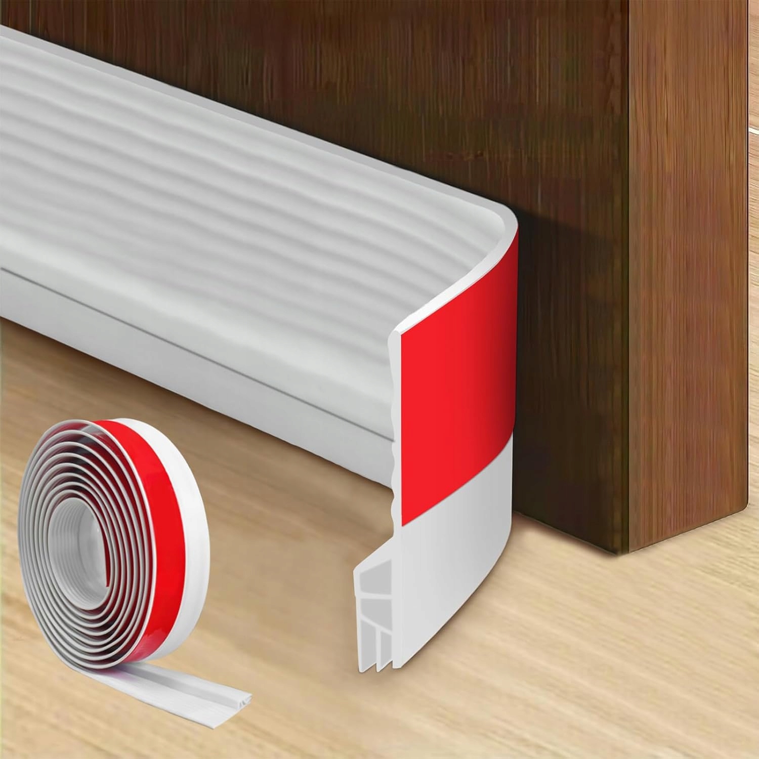 Silikonová samolepicí těsnění pod dveře proti průvanu, bílá, 4 m/400 cm