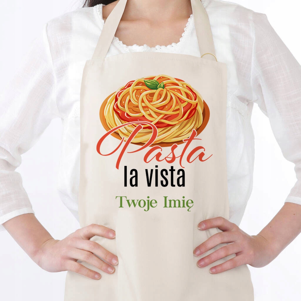 Kuchyňská zástěra Béžová Bavlněná Pro Italskou Resteuraci Pasta La Vista