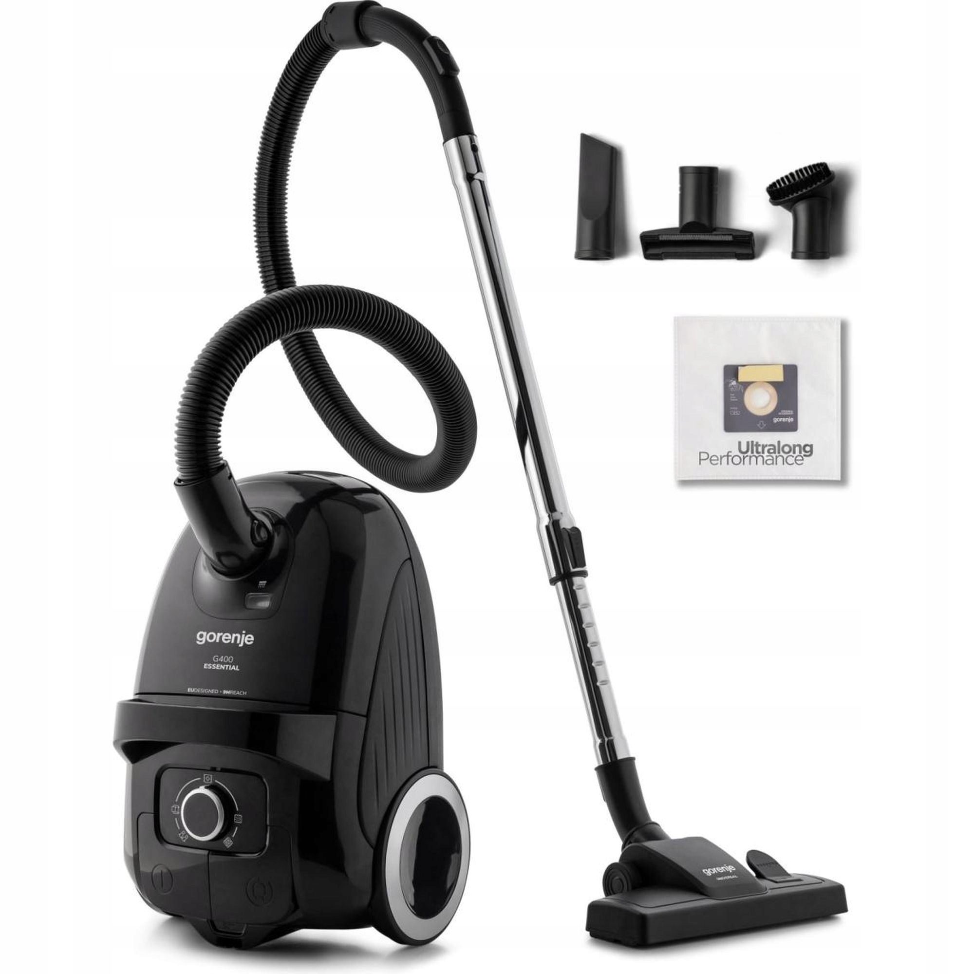 Odkurzacz workowy tradycyjny Gorenje VCE21G4EBK 750W Czarny Końcówki