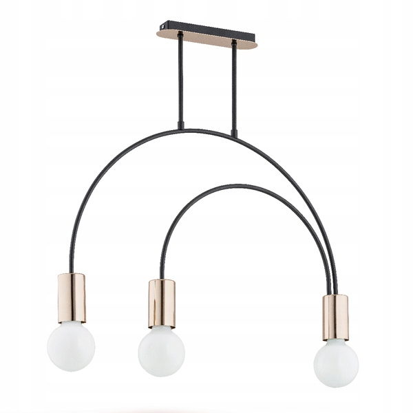 Minimalistická stropná lampa čierna zlatá do jedálne nad stôl 3 body Alfa