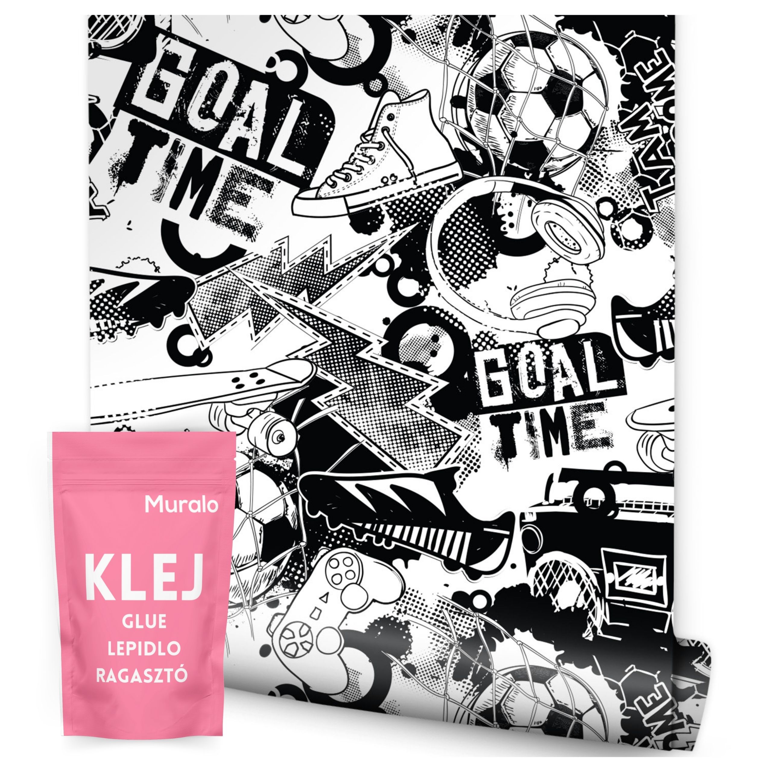 Tapeta v roli pro mládež Graffiti Fotbal Sport Nápisy Komiks
