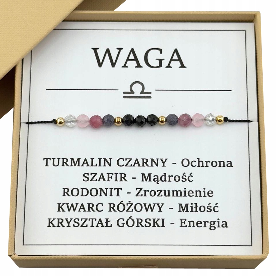 Bransoletka Zodiakalna Waga Naturalne Kamienie dla Wagi
