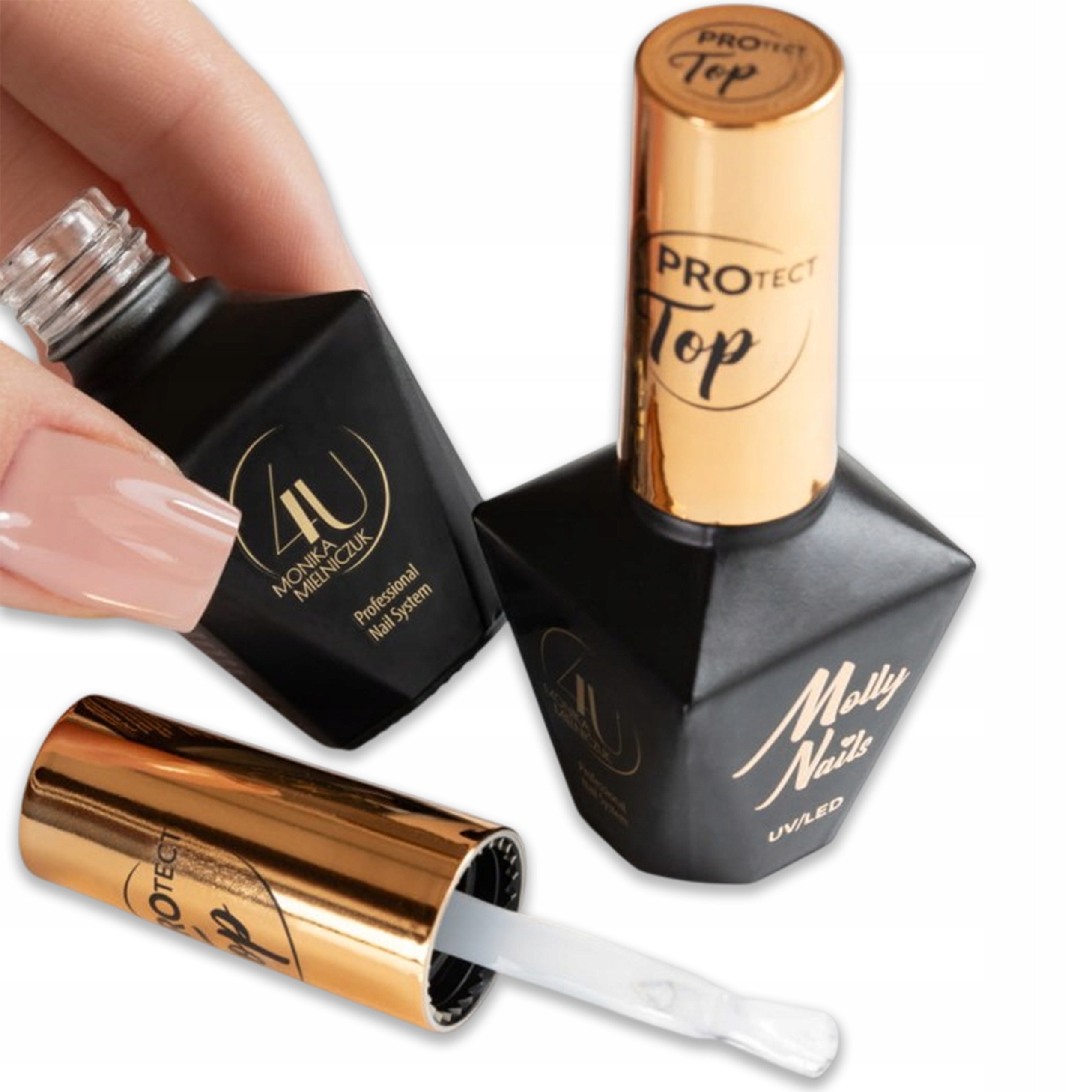 2x Hybridní top Mollynails 10g PROtect No Wipe bez promývání s filtrem
