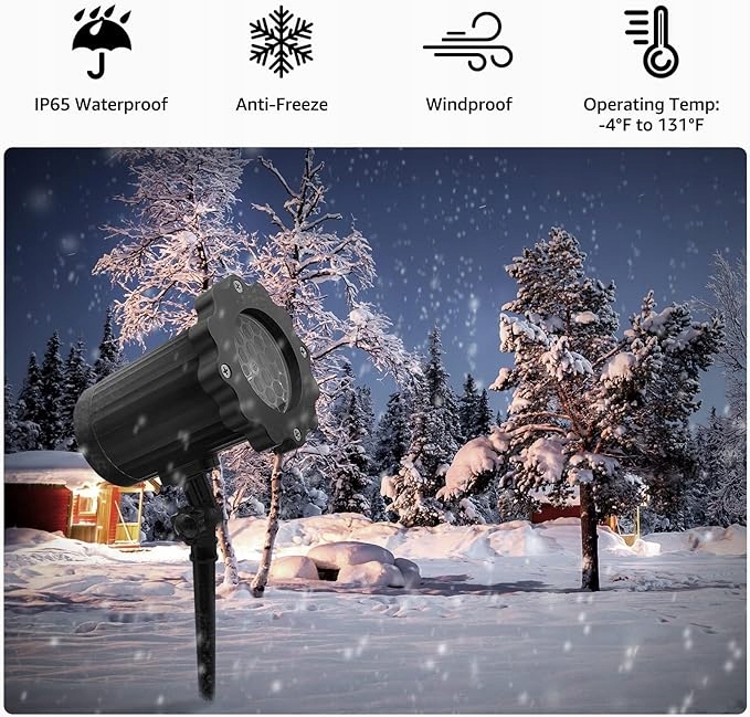 PROJEKTOR LED ŚNIEG ŚWIĄTECZNY LASEROWY REFLEKTOR NA DOM RZUTNIK Kod producenta gyjfthtfj