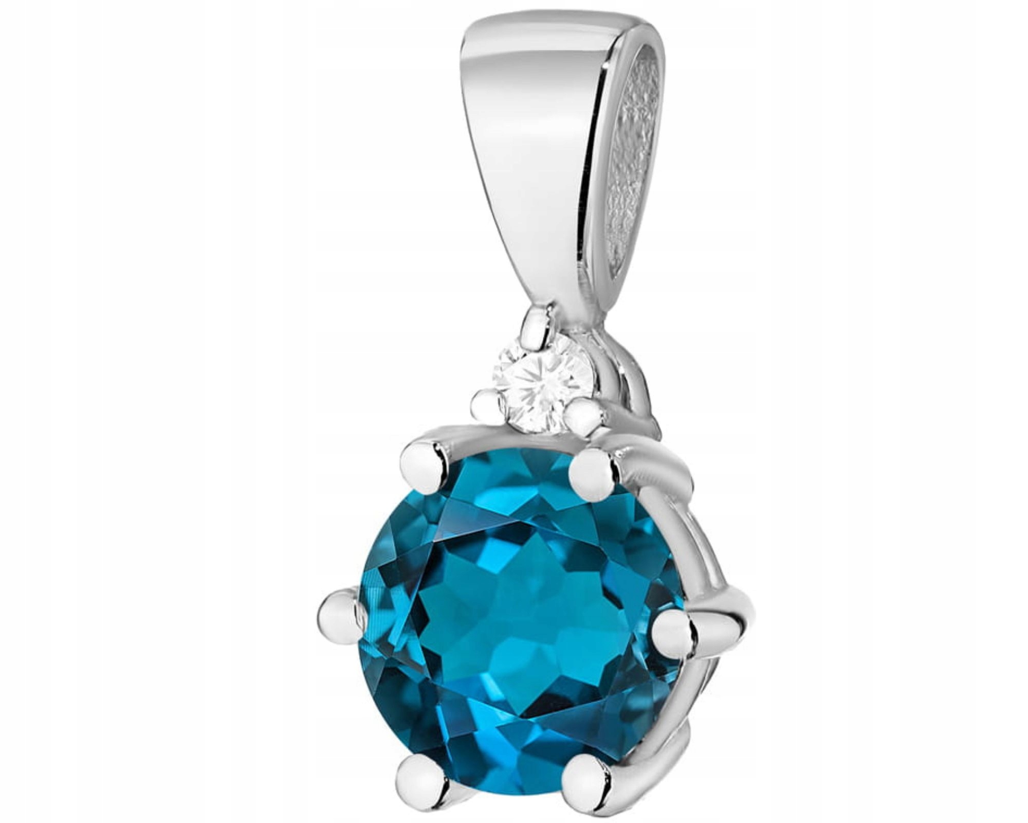 Bílé Zlato Přívěsek Přírodní Kámen Topaz London Blue A Diamant 585