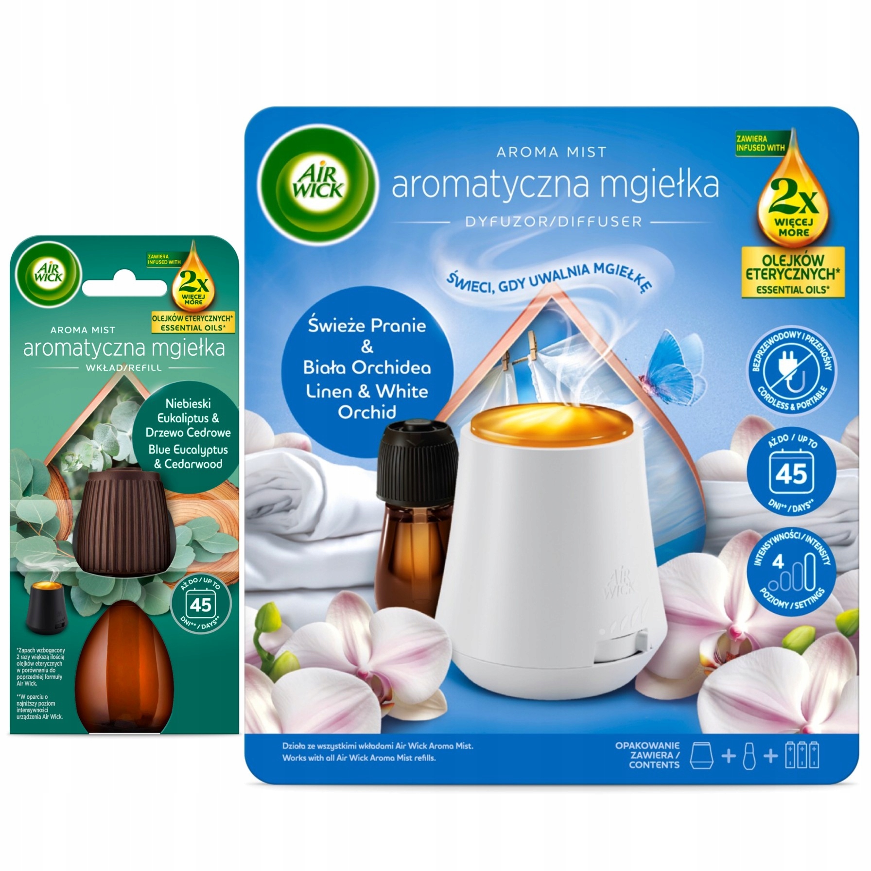 Air Wick Mlha Komplet Čerstvé Praní Bílá Orchidej Náhradní náplň 20 ml