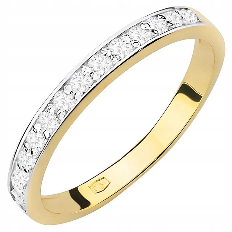 Złoty Pierścionek Obrączka pr. 585 Diamenty Laboratoryjne 0,20ct 14k