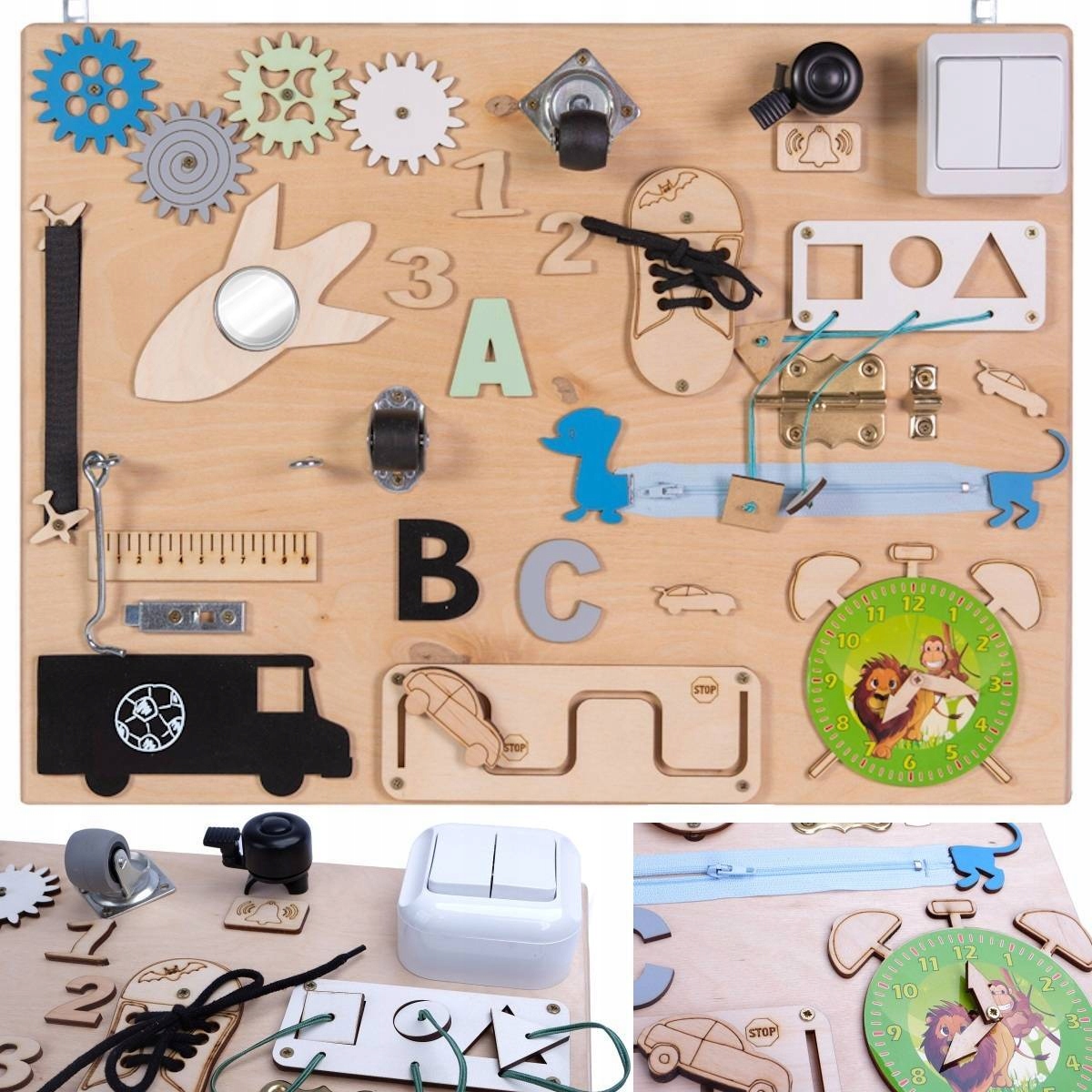 

Tablica Manipulacyjna Sensoryczna Montessori 17W1