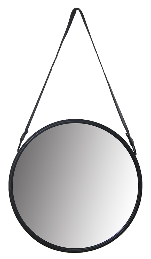 

Lustro Okrągłe Na Pasku 50 CM Czarne Gruba Rama