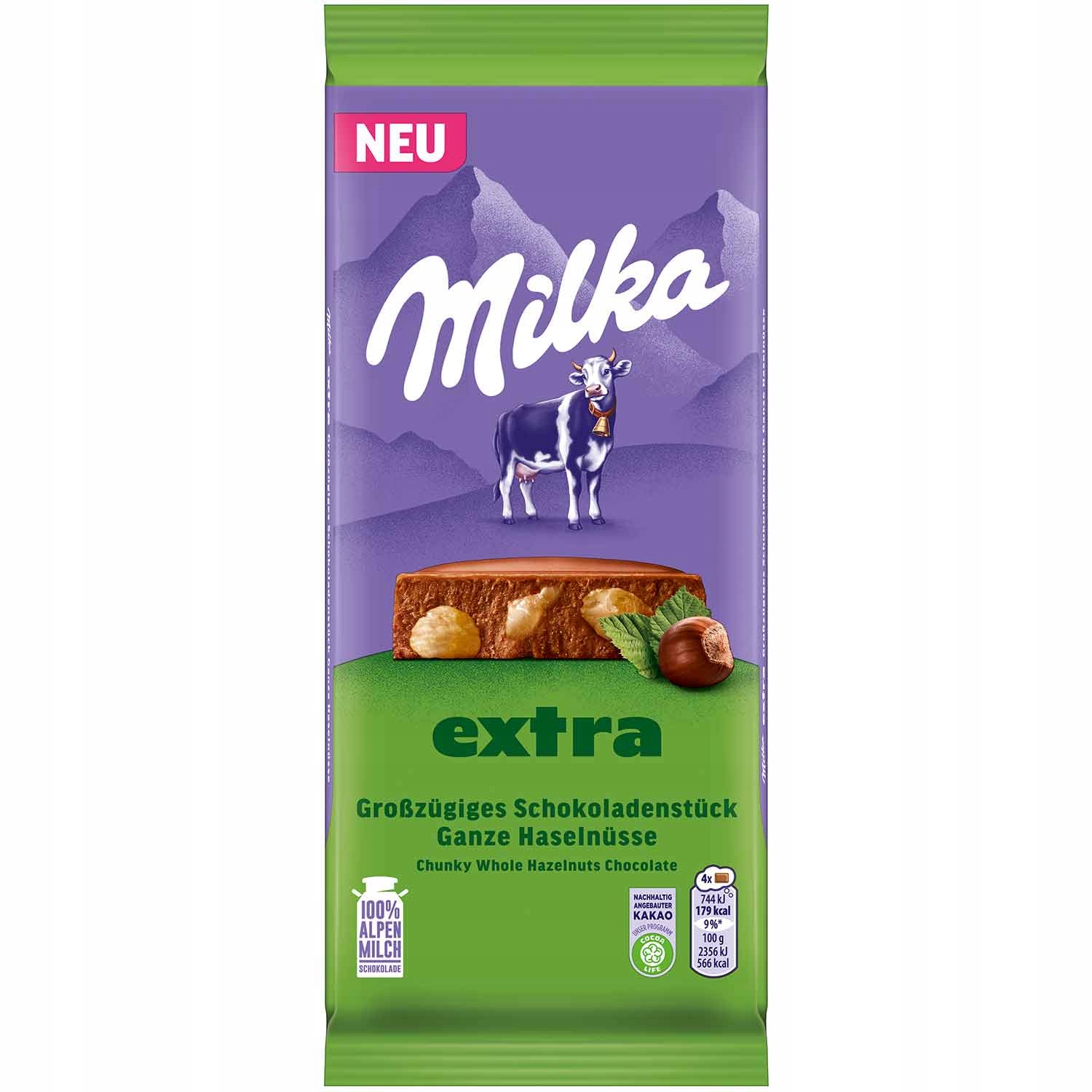 Levně 4x Milka Extra Chunky Mléčná Čokoláda s celými lískovými oříšky 190 g