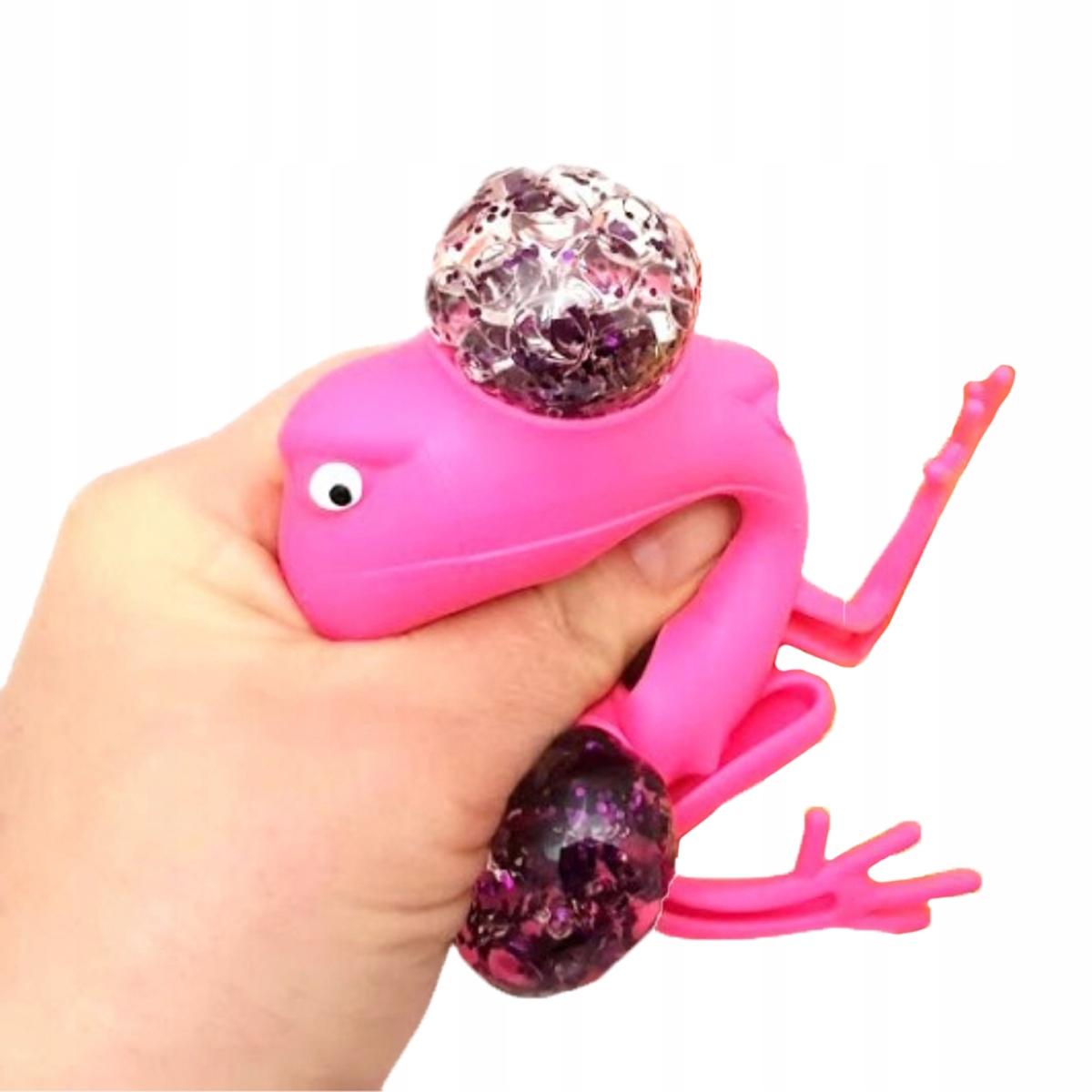 12x GNIOTEK ŻELOWY ŻABA Z BROKATEM ANTYSTRESOWA SENSORYCZNA PRANK KOLOR Materiał guma