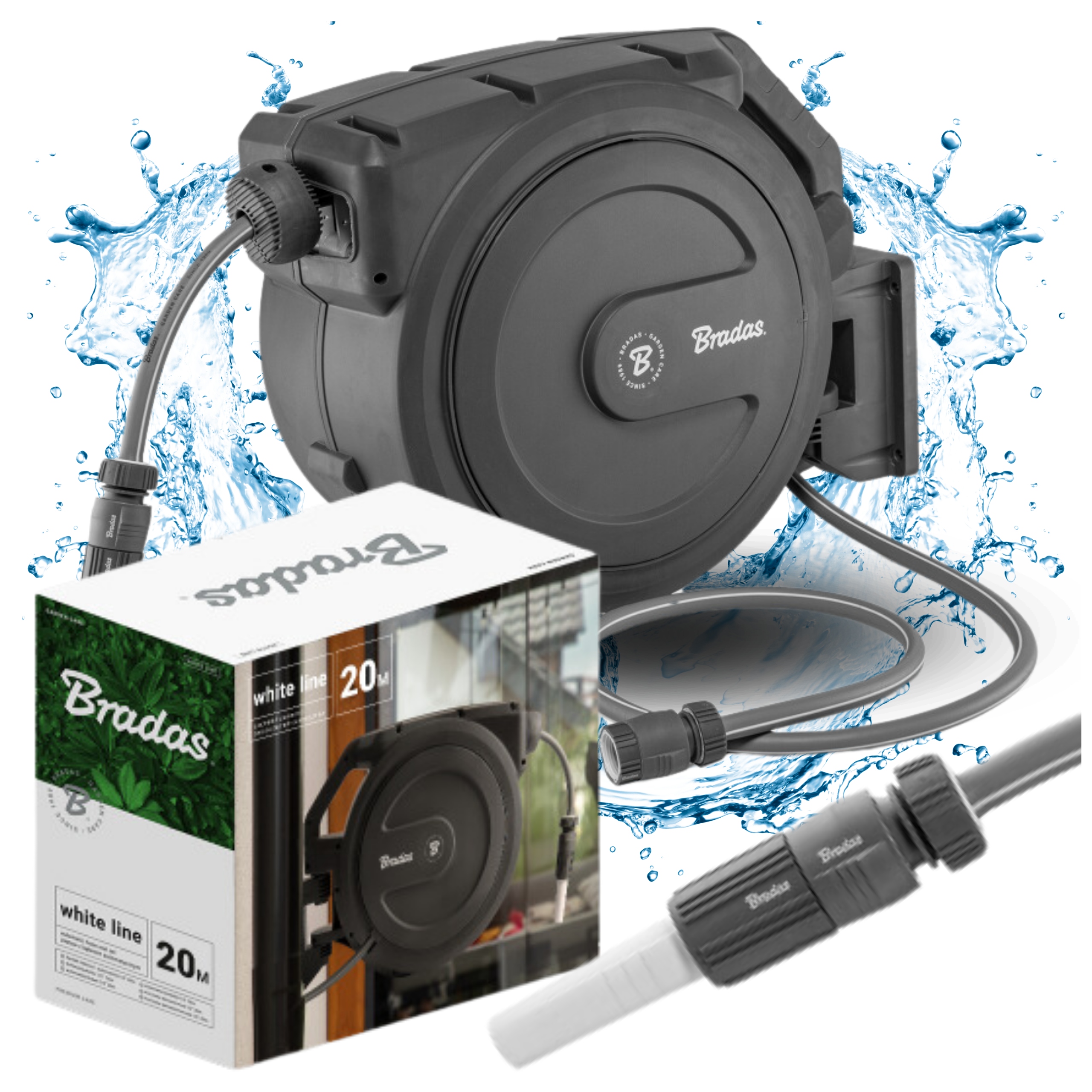 Bubon Navíjač Na Záhradnú Hadicu Automatický Navíjač 20M Hadica White Line