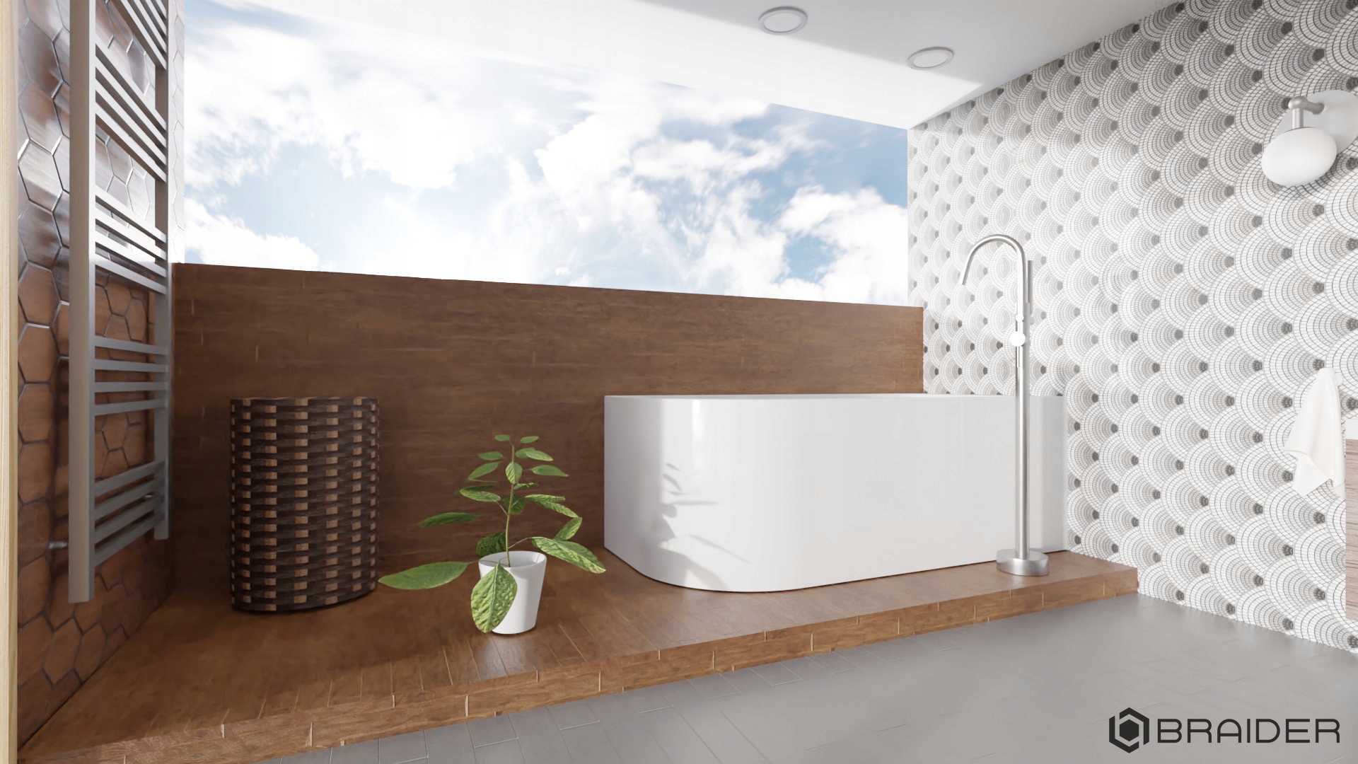 BRAIDER Wanna wolnostojąca narożna dościenna RESTIA LEWA 160 cm biała Krótszy bok 75 cm