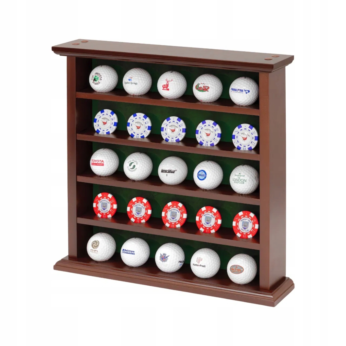 Longridge 25 Display – drewniana gablotka stojak na piłki golfowe