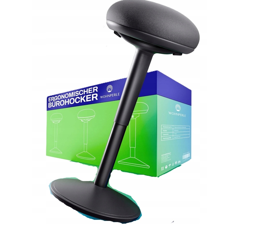 Ergonomický kancelársky stolček Wohnperle 2v1, čierny