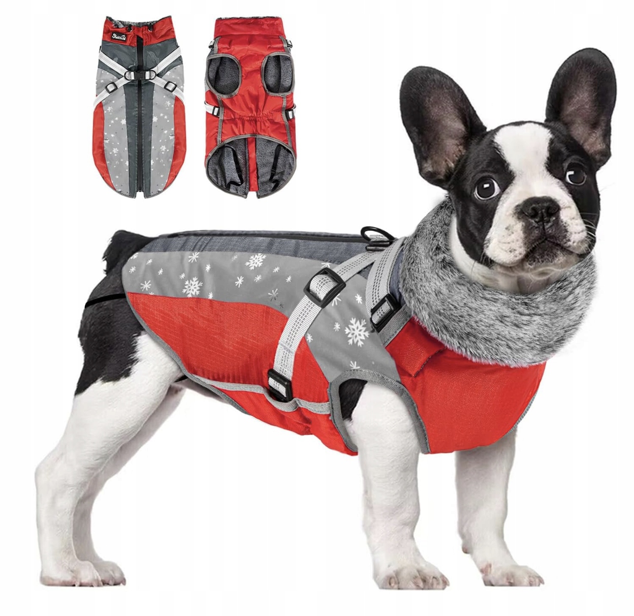 Levně Zimní bunda pro psa – voděodolná, zateplená, reflexní (červená)