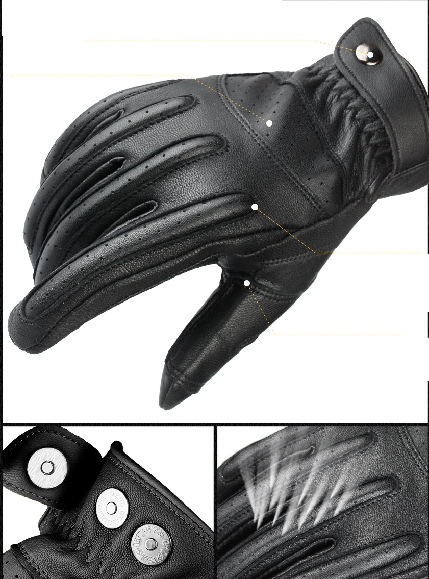 SKÓRA SKÓRZANE RĘKAWICE MOTOCYKLOWE OZERO DOTYK Model OZERO