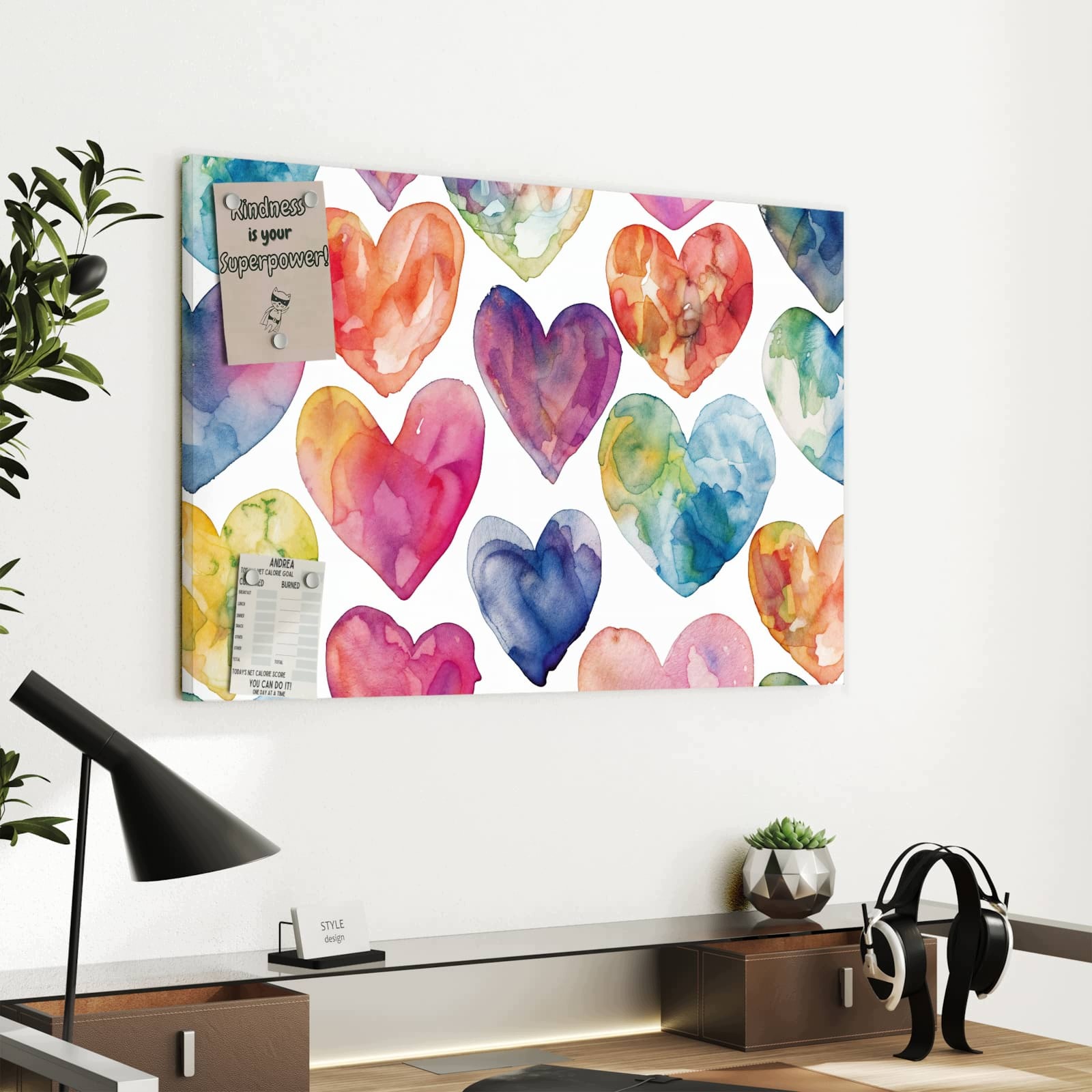 Magnetická tabule Akwarelové srdce 60 × 40 cm