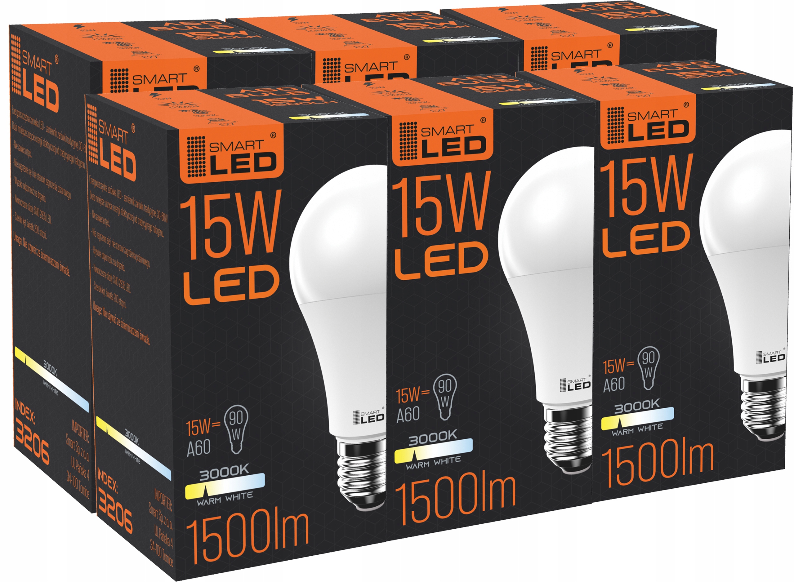 

Żarówka E27 Led 15W A60 1500lm mocna nie mruga Ww