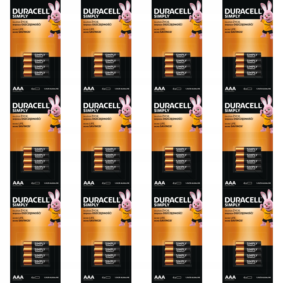 48x Duracell Aaa LR3 1.5V Alkaliczna Simply do pilotów i zegarów