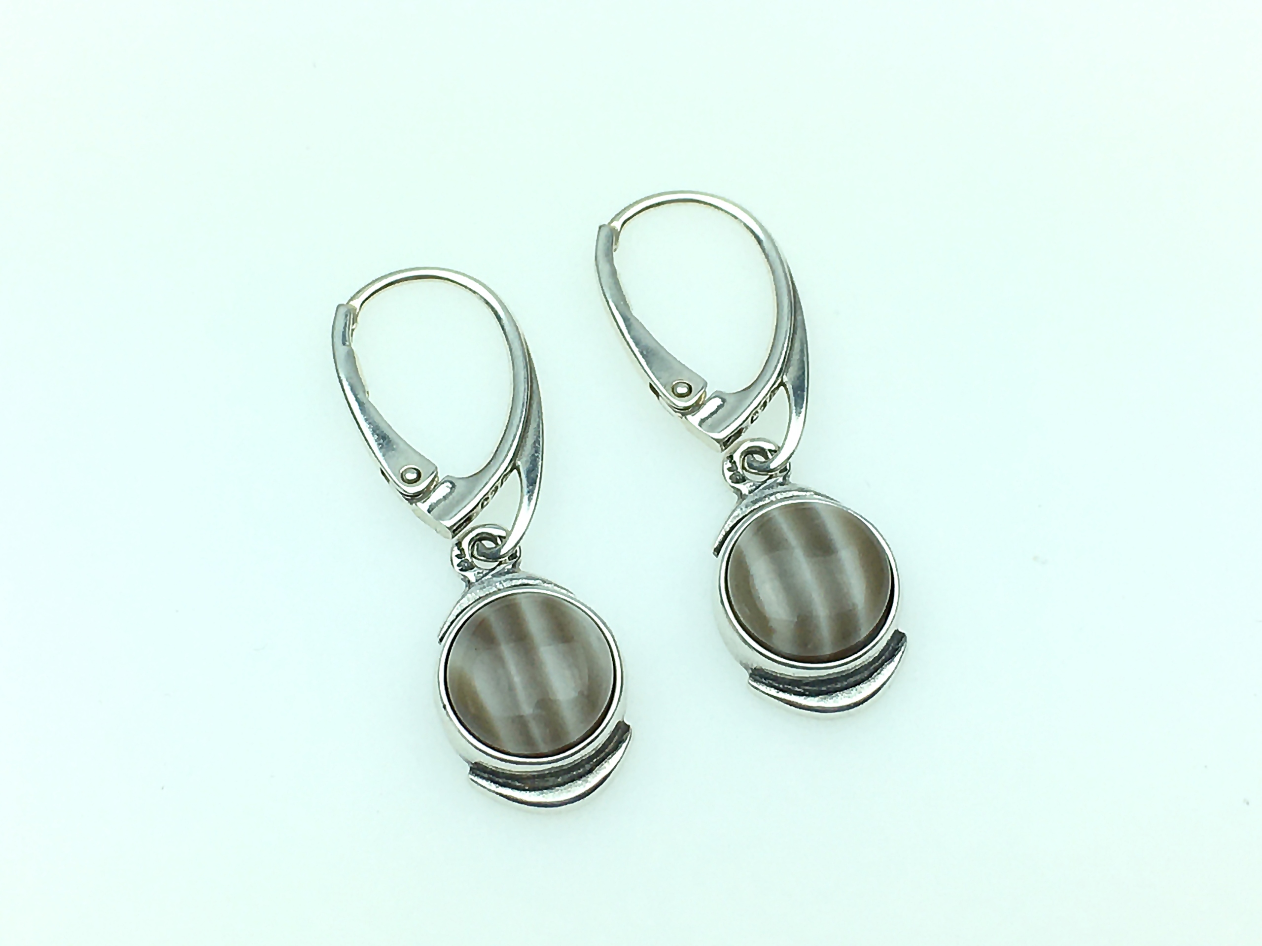 kolczyki wiszące srebrne krzemień pasiasty srebro pr. 925