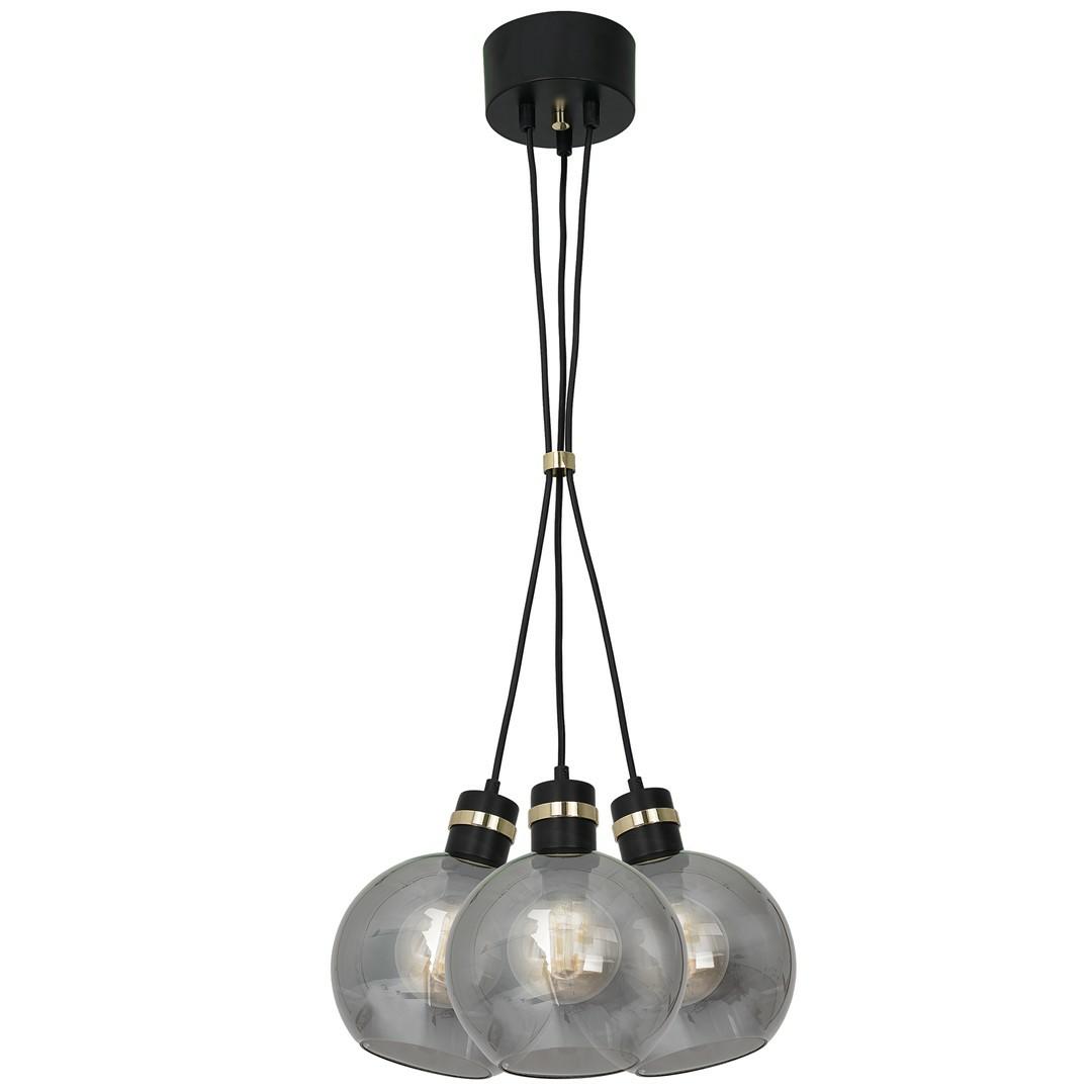Závesná guľová lampa Omega čierna/zlatá 3xE27