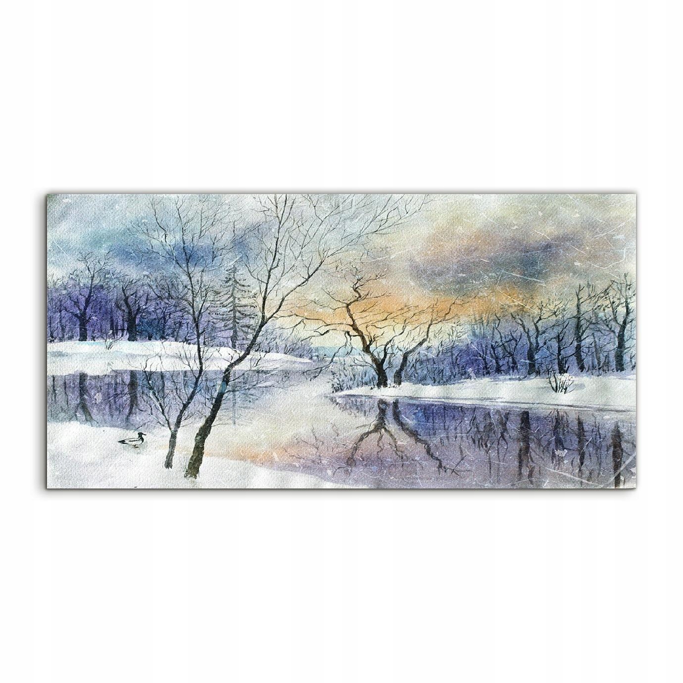 Fotoobraz 140x70 nástenný Zima Akvarely Krajina