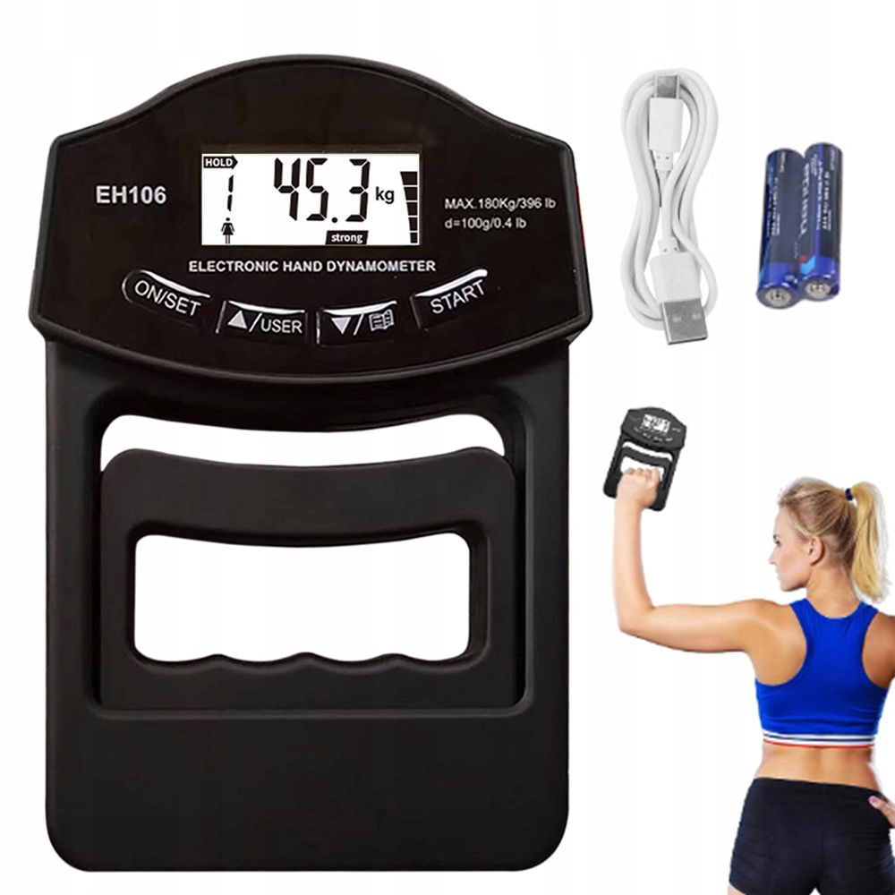 Dynamometr Tester siły ściskacz chwytu 150kg wyświetlacz cyfrowy LCD Usb