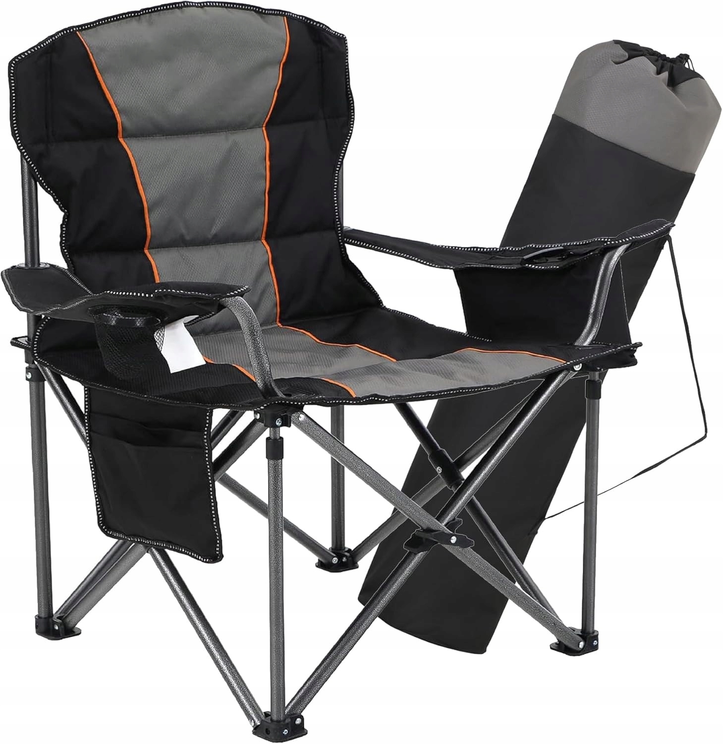 Krzesło Turystyczne Kempingowe Wędkarskie Z Oparciem I Uchwytem Alpha