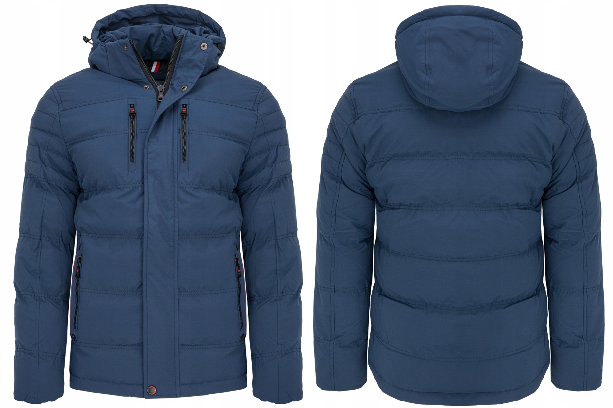 Pánská Zimní Bunda Modrá S Kapucí, Prošívaná, Teplá: XXL