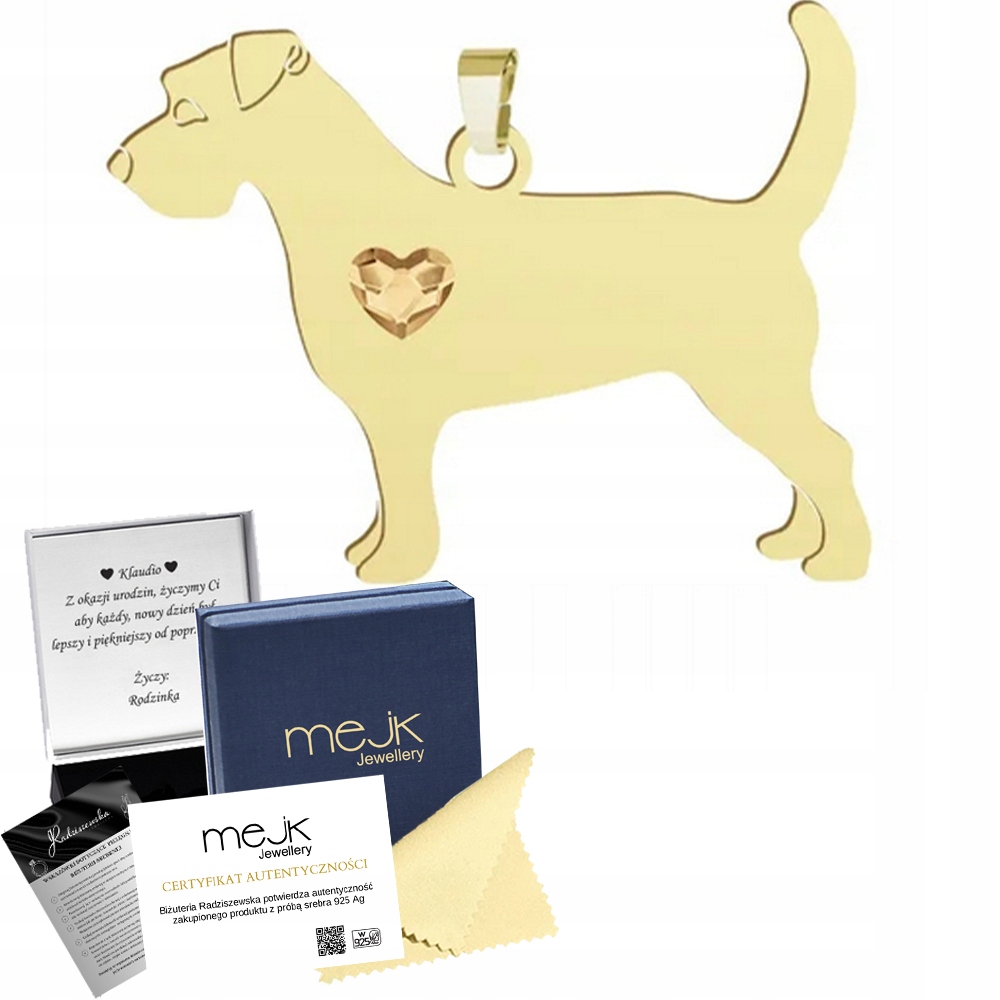 Pozlacený přívěsek se psem Jack Russell teriér Hrubosrstý 925 Dárek
