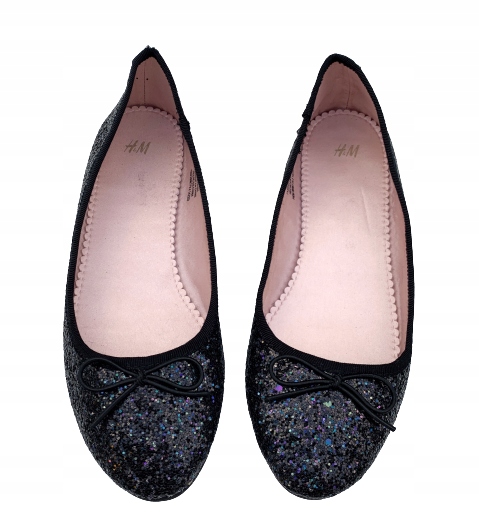 Balerinki H&M Brokatowe Czarne 36 Nowe 23,5