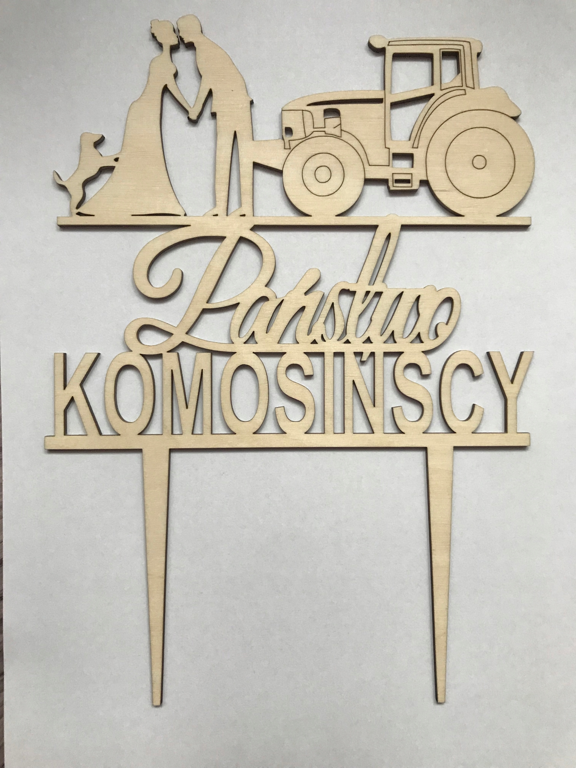 

topper ciągnik,traktor,para młoda z psem,figurka
