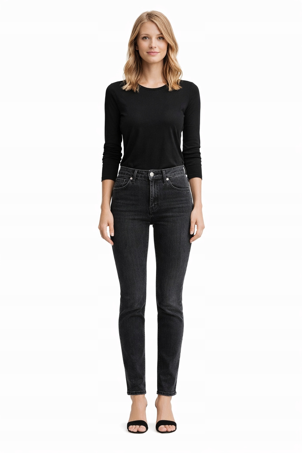 Liu Jo Černé Džíny Úzké Nohavice Vysoký Stav S Oděrkami W29 l30 I3C