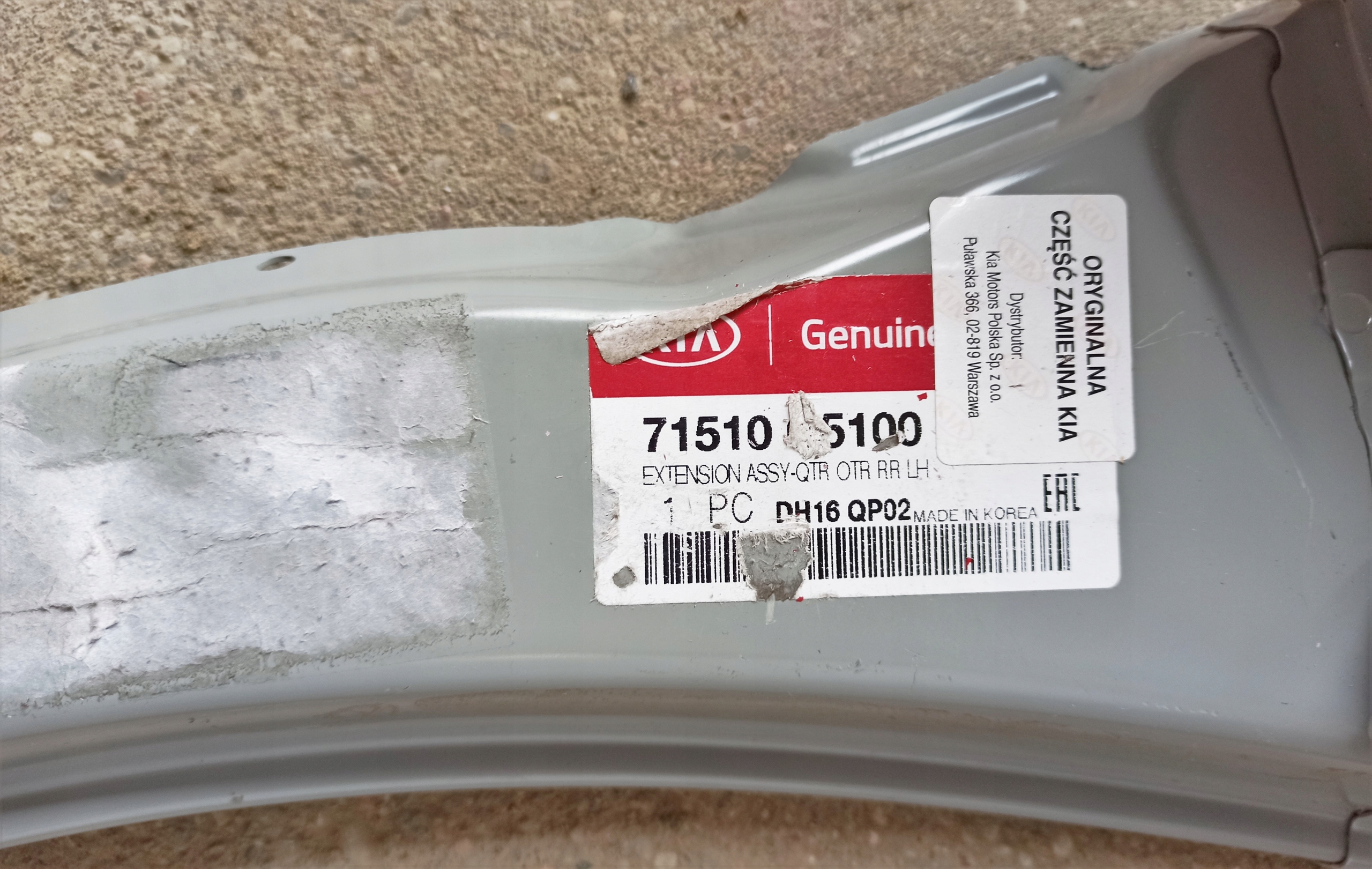 KIA SORENTO PAS TYL OKULAR LEWY Part number 71510 C5100