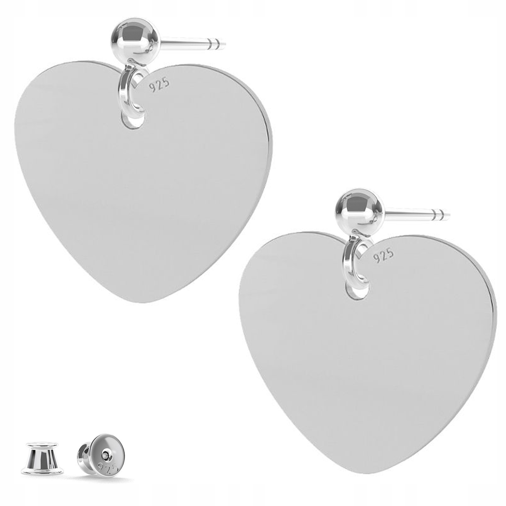 Stříbrné náušnice Plíšek Srdce Heart 925