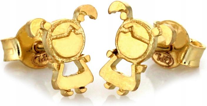 Zlaté náušnice 585 ažurová holčička 14k tyčinka šroubky klasické módní