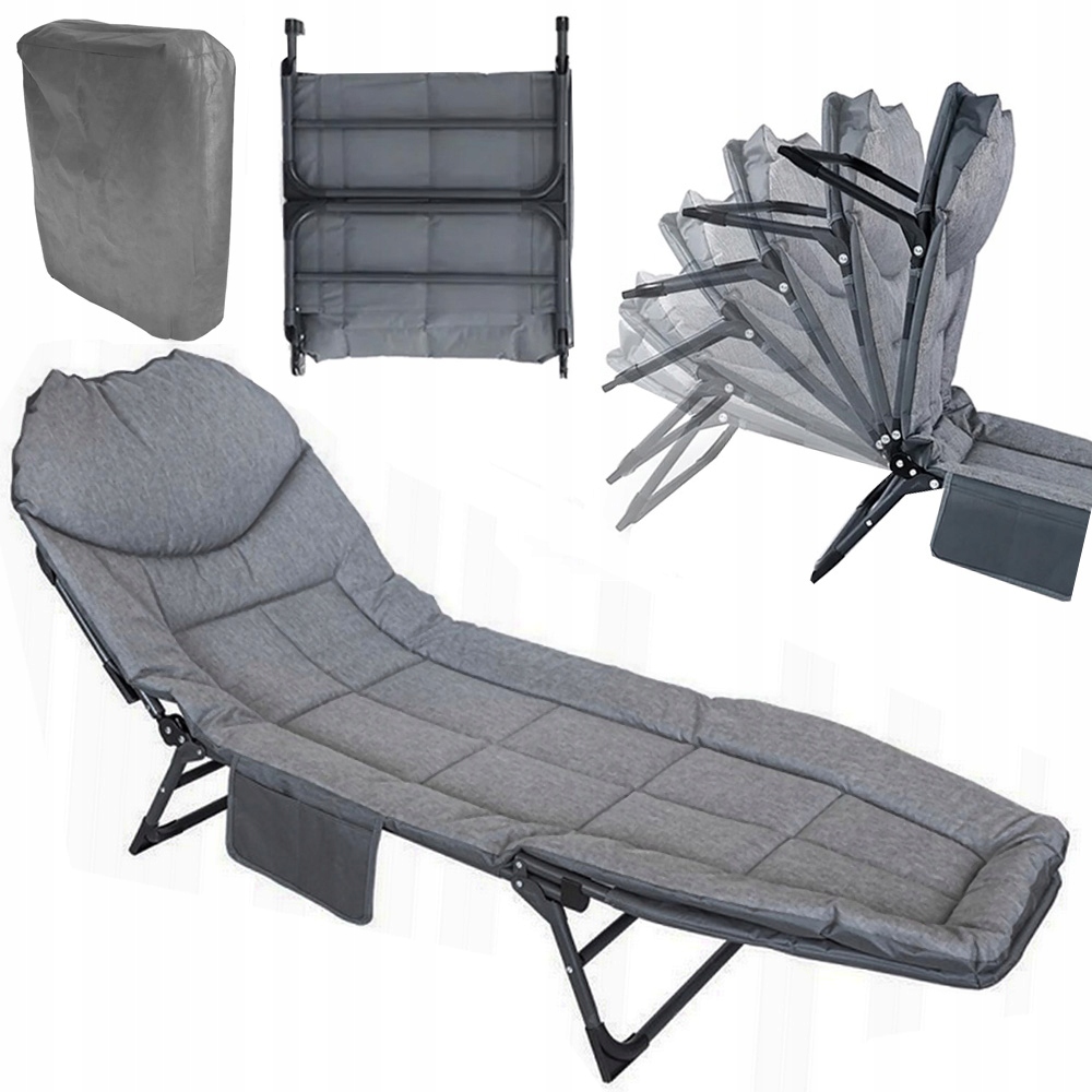 Łóżko polowe 190 cm x 65 cm szary