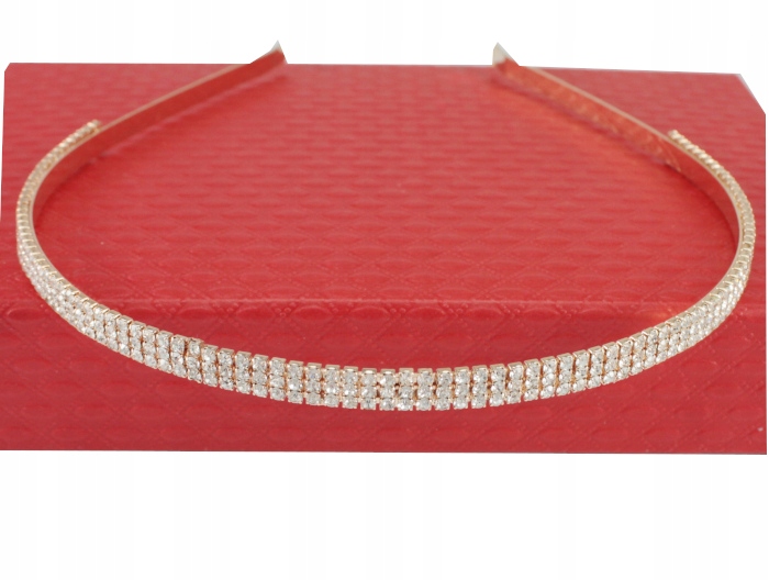 

Opaska Do Włosów Metalowa Złota 3 Rzędy Cyrkonii