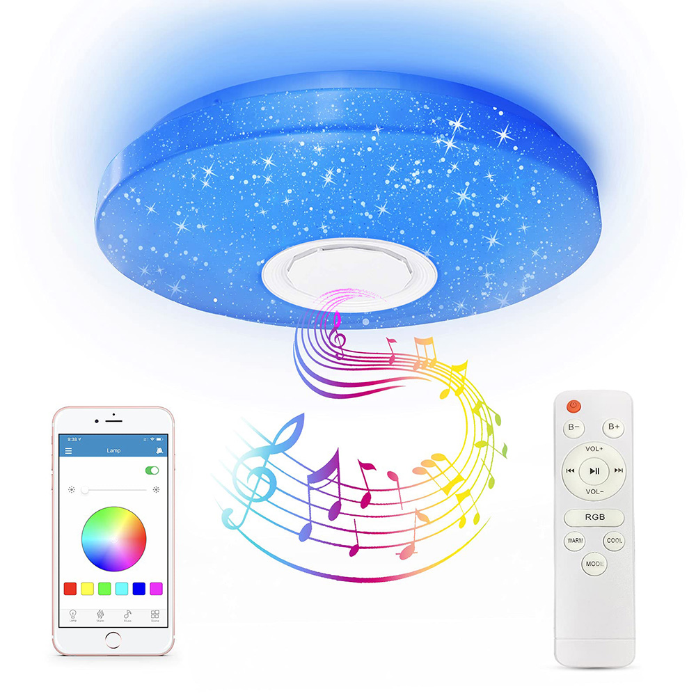 Stropní Svítidlo Rgb S Bluetooth Led Reproduktorem 60 W S Dálkovým Ovládáním Aplikací App