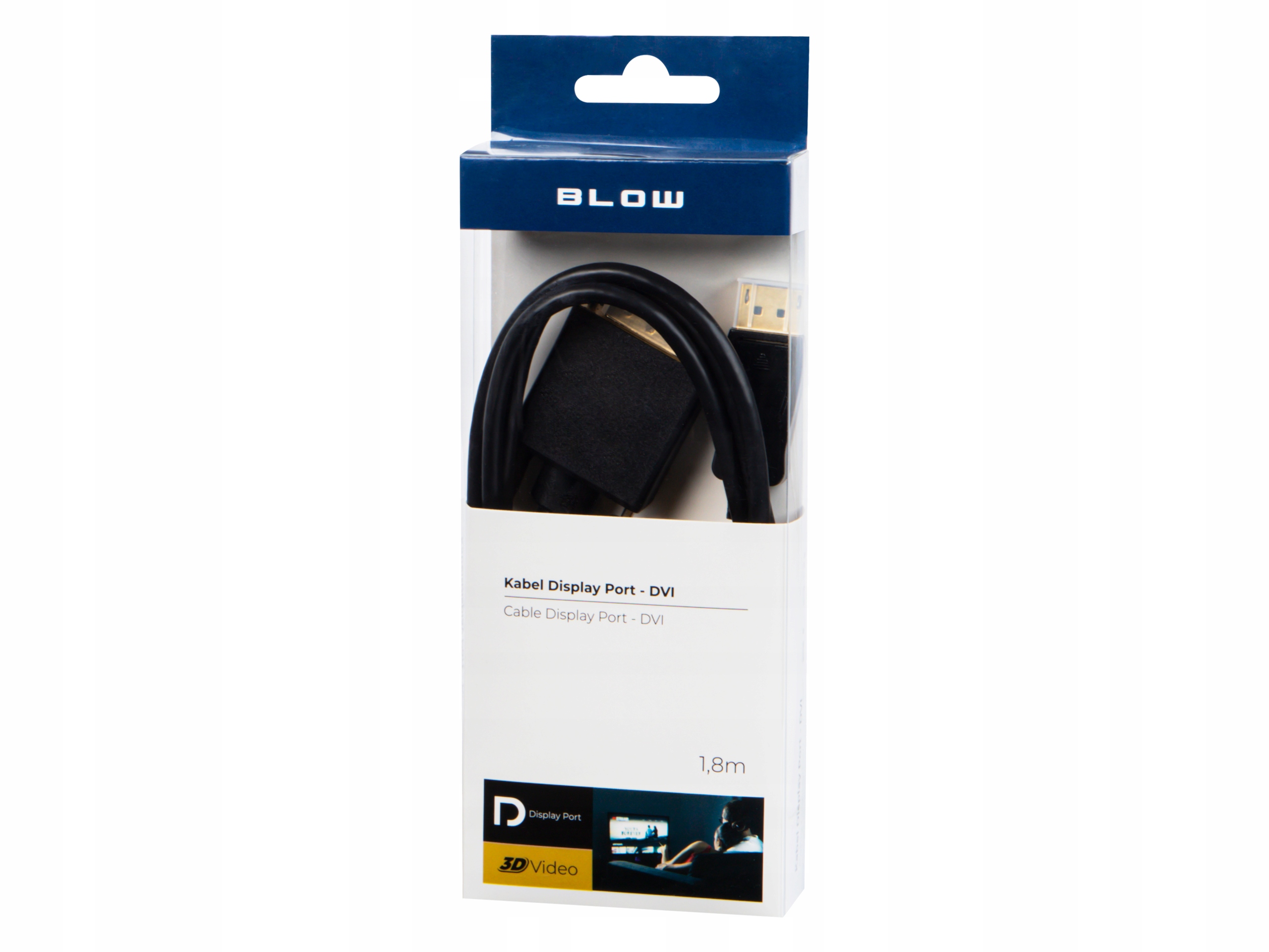 Kabel Przewód Blow Pisplay Port Na DVI Hd Czarny 1,8M