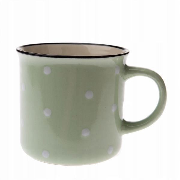 

Kubek ceramiczny do herbaty zielony w białe kropki
