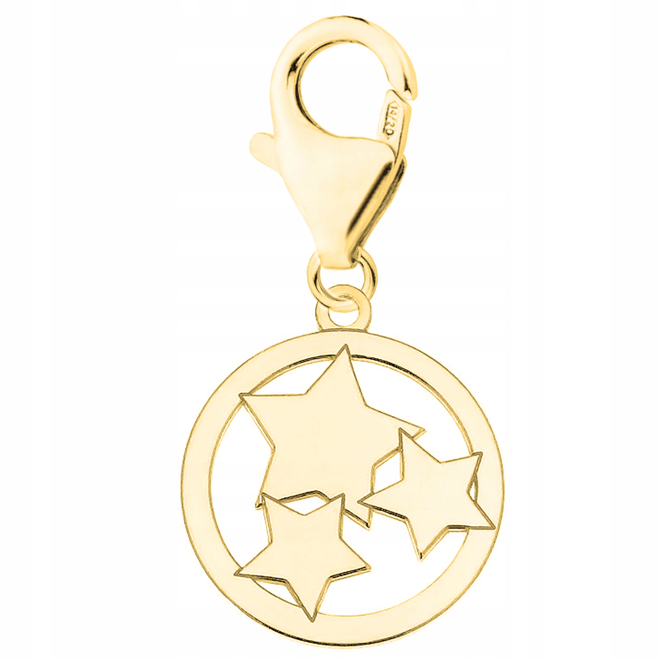 Zlatý přívěsek visací Hvězdičky v Kruhu stříbro 925