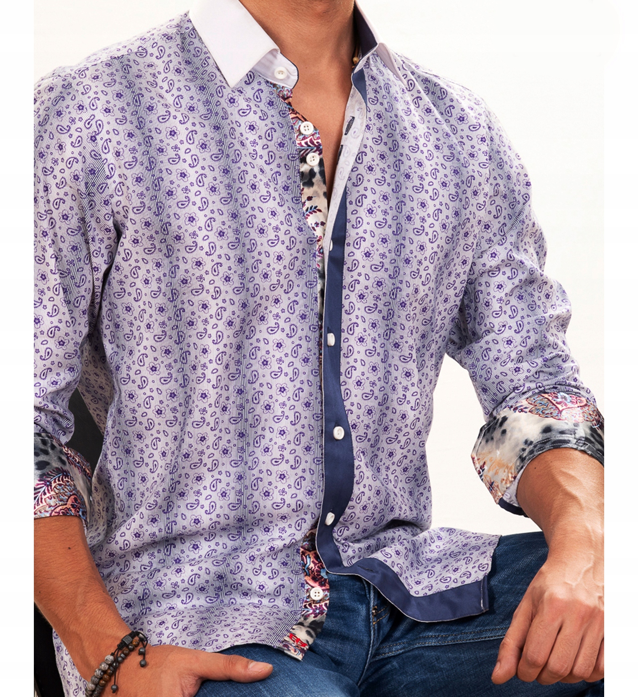 Pánská košile Engarde od Mondo Bavlněná Paisley Kontrast