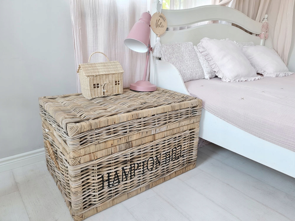 Rustykalna Skrzynia Kufer Rattan Hampton Hill Duża