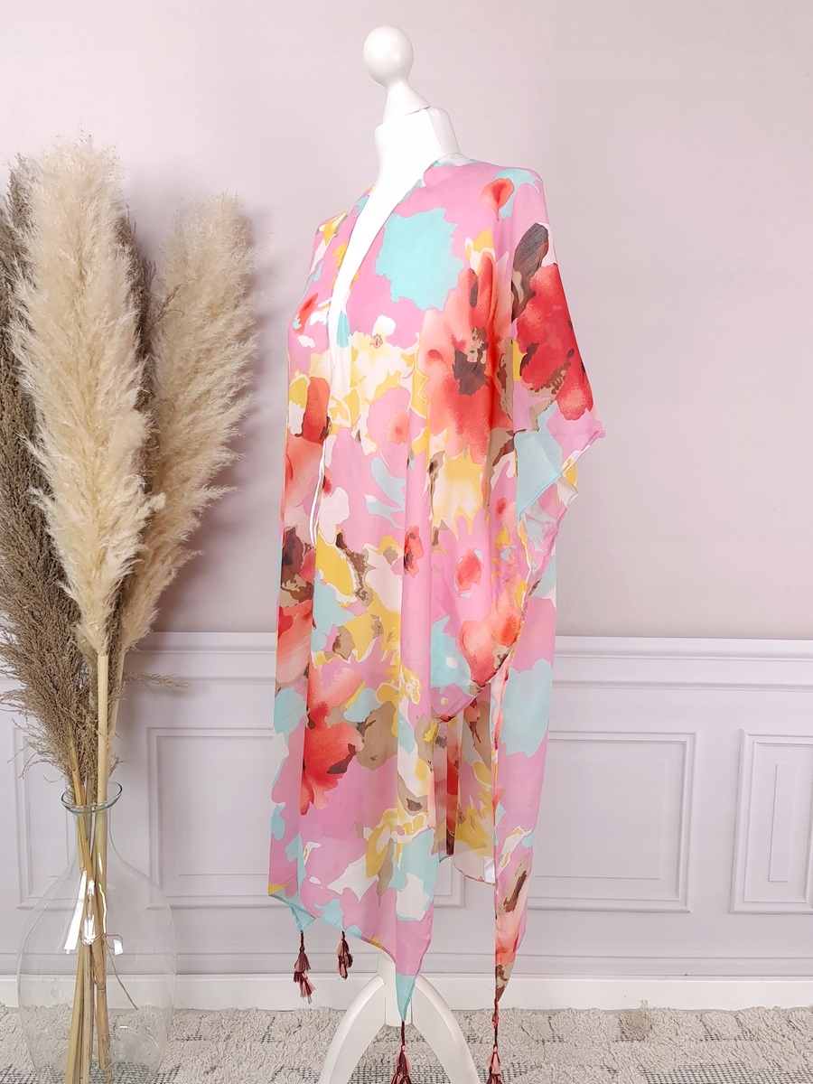 PAREO CHUSTA PLAŻOWA FRĘDZLE narzutka BOHO KOLORY Wzór dominujący mix wzorów