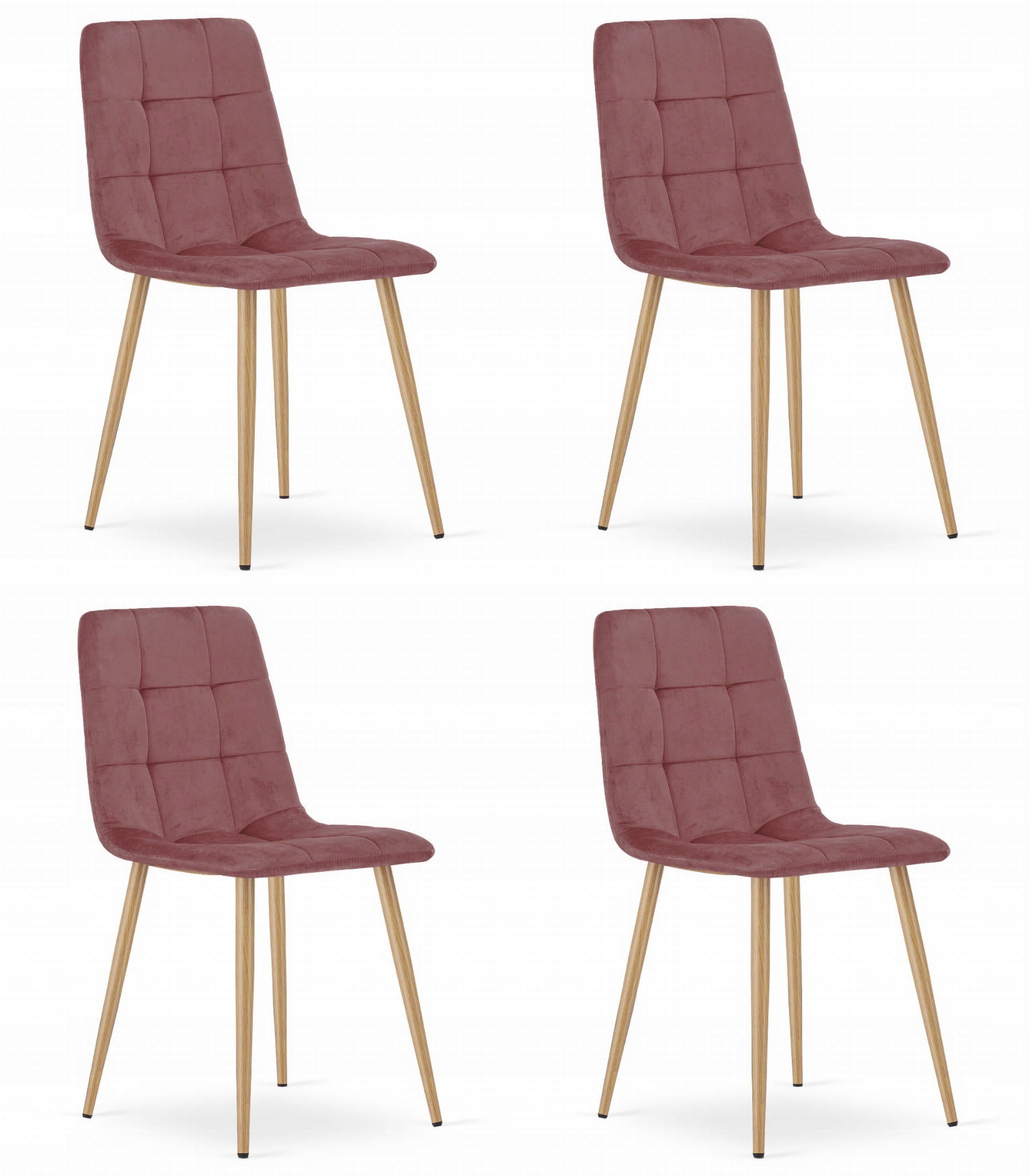 Křeslo Kara růžový samet nohy barva dřeva x 4