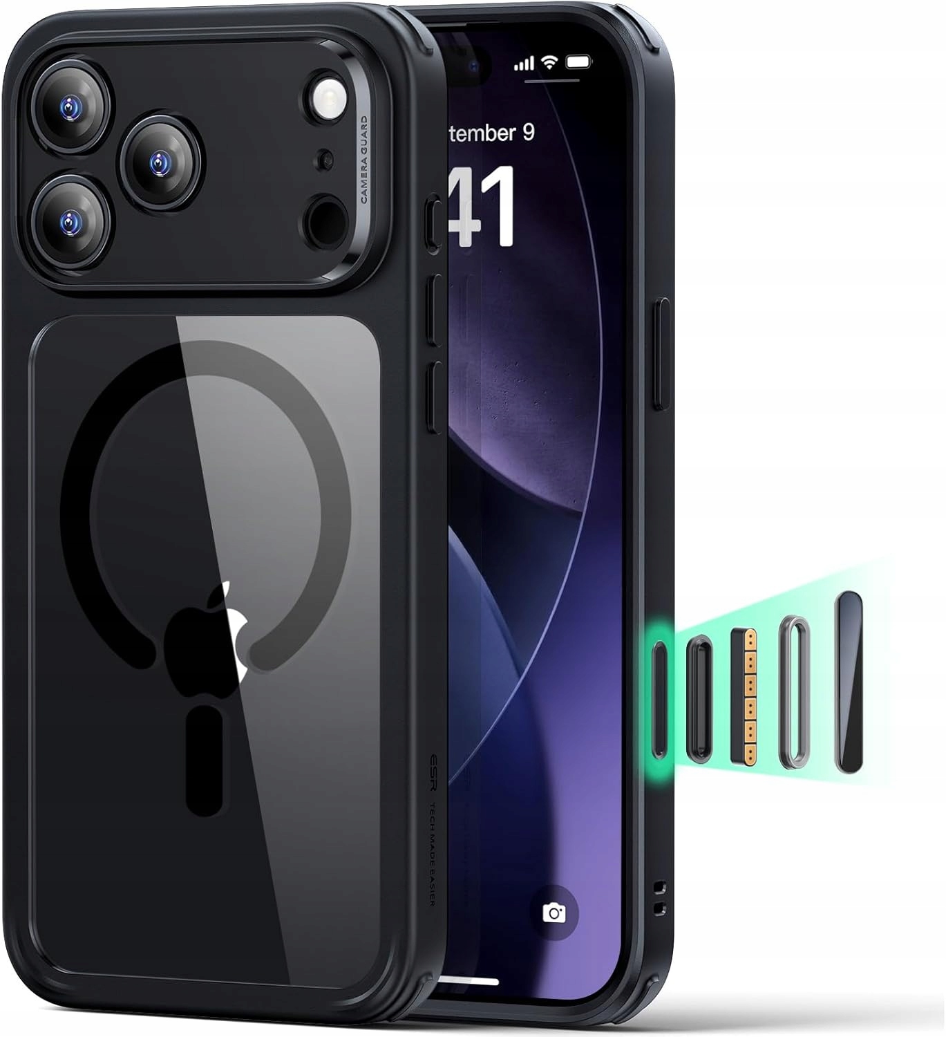 Esr iPhone 17 Pro Pouzdro MagSafe Pancéřová obrazovka kamery Černá