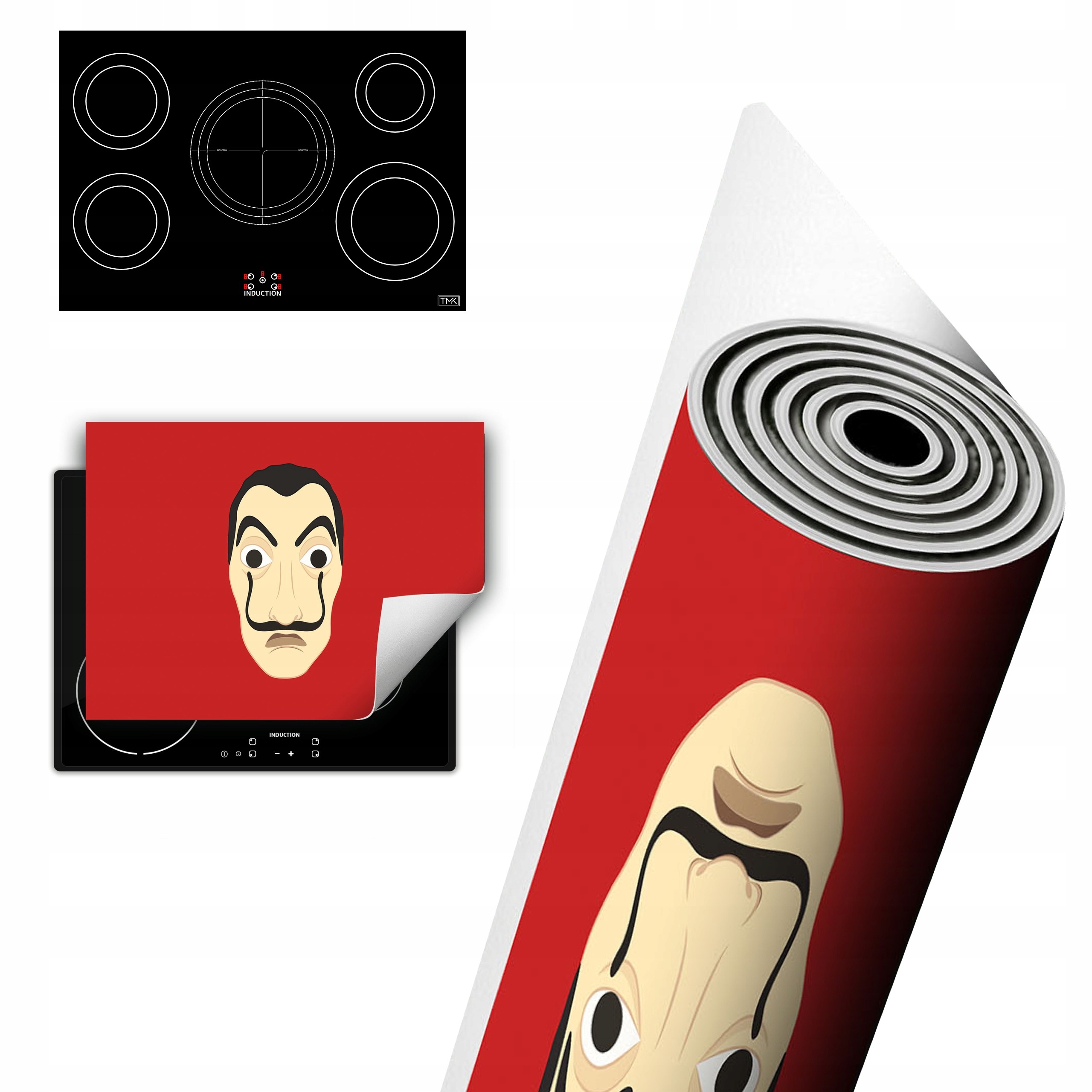 Vinylová Ochranná Deska Na Indukci 80x52 červená maska