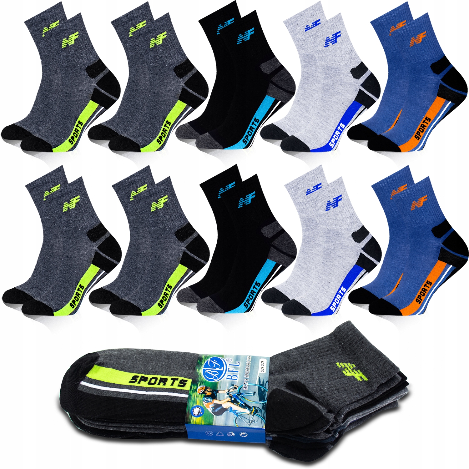 

10 x Skarpety Męskie Bawełniane Robocze MIX 42-46